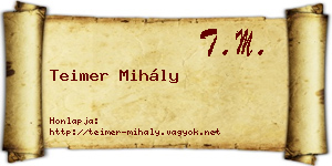 Teimer Mihály névjegykártya